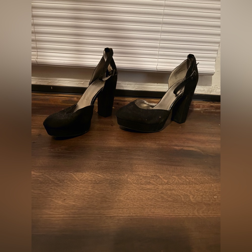 Worthington Black Suede Platform Heels
